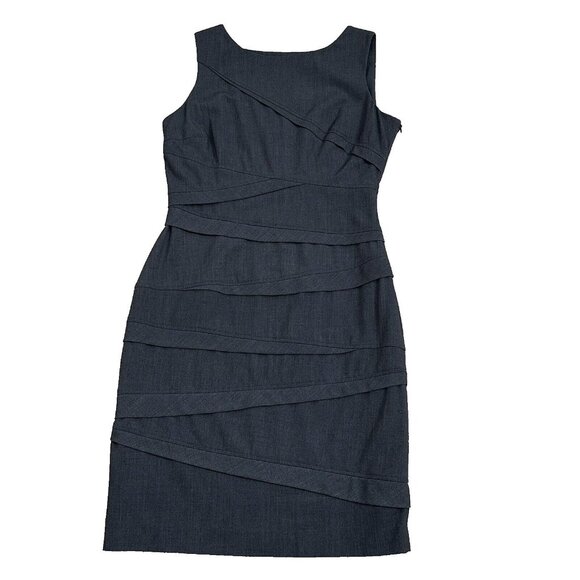 Calvin Klein Women's Abstract Sleeveless Sheath Dress Lined Size 10 Gray Zip - Picture 2 of 10